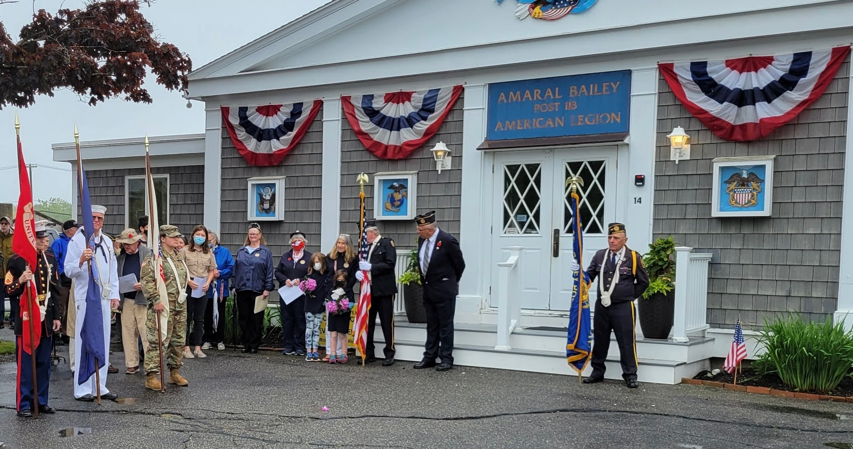 Ceremony gathered outside Amaral-Bailey Post 113 in Manchester-by-the-Sea